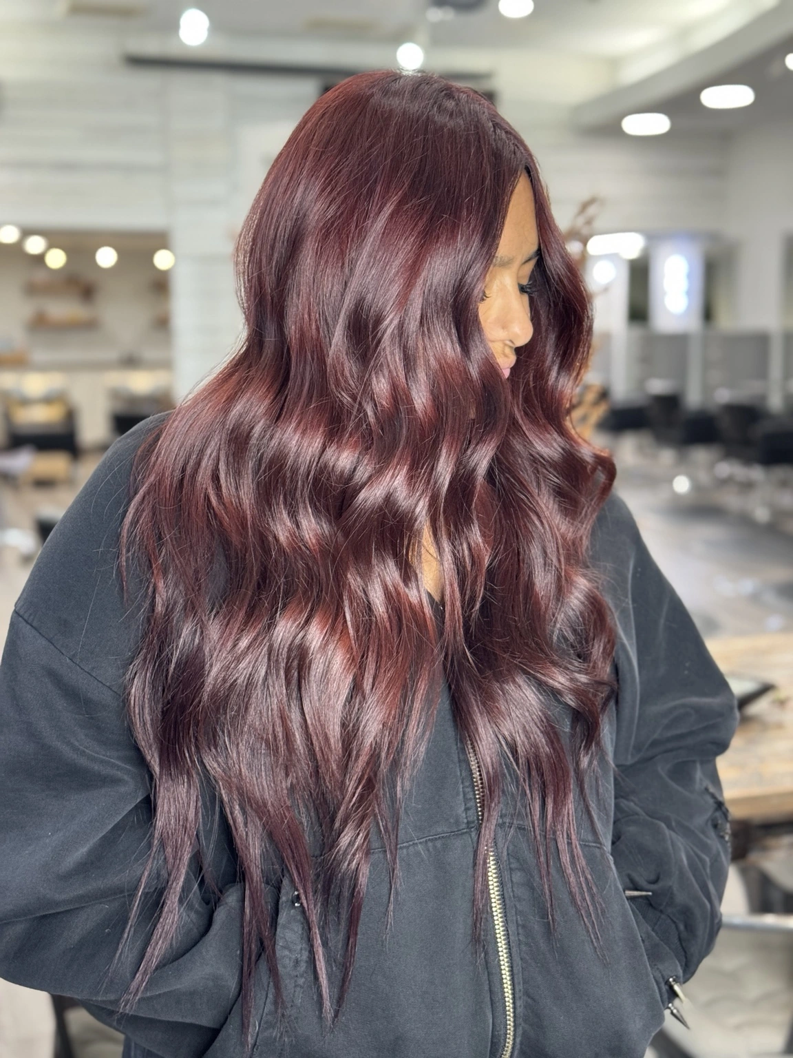 Rich cherry red hair by Hair by Irmz